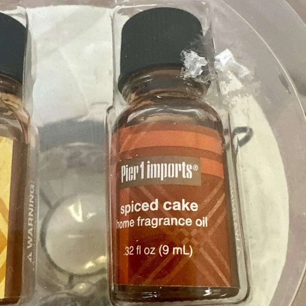NIB Pier 1 Imports Spiced Cake & Golden Apple Orchard ‎ Oil & Warmer NEW Set